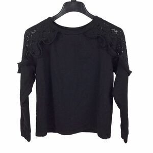 One Clothing Los Angeles Black Sheer Shoulder Sweater Top Women's Size Small S